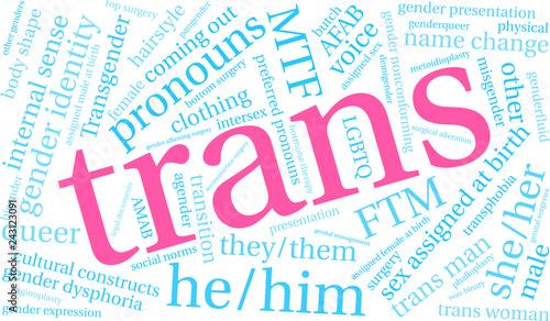 Trans Word Cloud on a white background. 