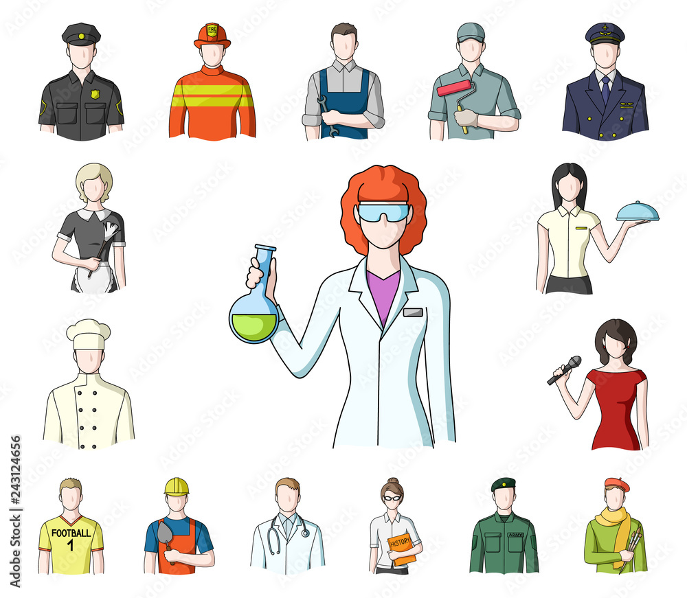 People of different professions cartoon icons in set collection for design. Worker and specialist vector symbol stock web illustration. People of different professions cartoon icons in set collection for design. Worker and specialist vector symbol stock web illustration.