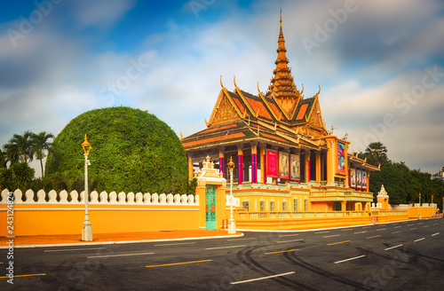 Royal palace in Phnom Penh, Cambodia. Panorama