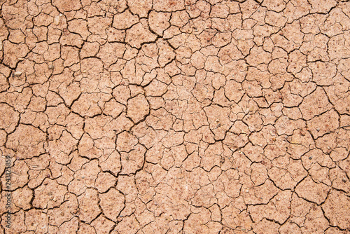 Dry cracked earth, The desert background. The global shortage of water on the planet. Deep cracks in the brown land as a symbol of hot climate and drought.