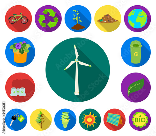 Bio and ecology flat icons in set collection for design. An ecologically pure product vector symbol stock web illustration.