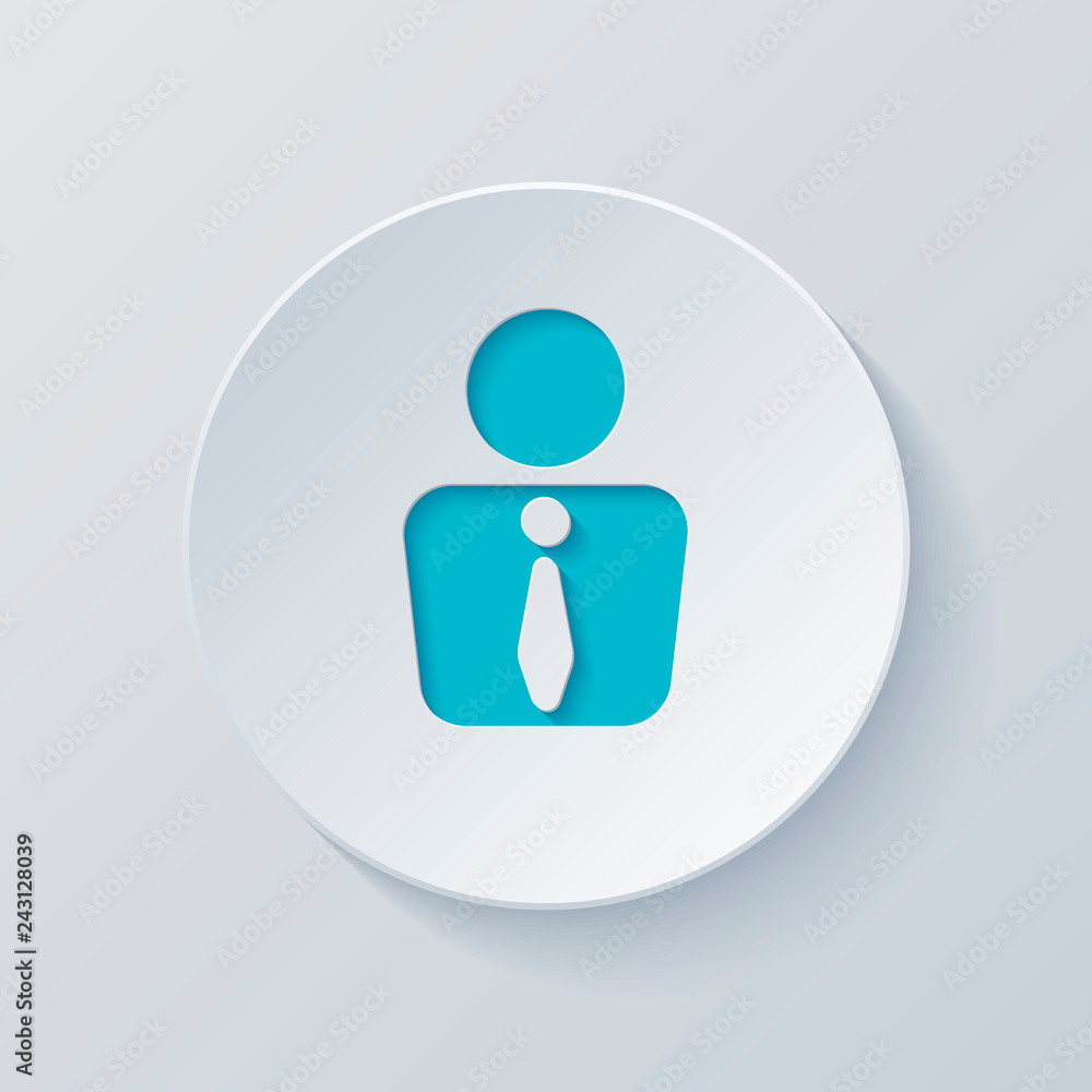 business man icon. Cut circle with gray and blue layers. Paper s business man icon. Cut circle with gray and blue layers. Paper s