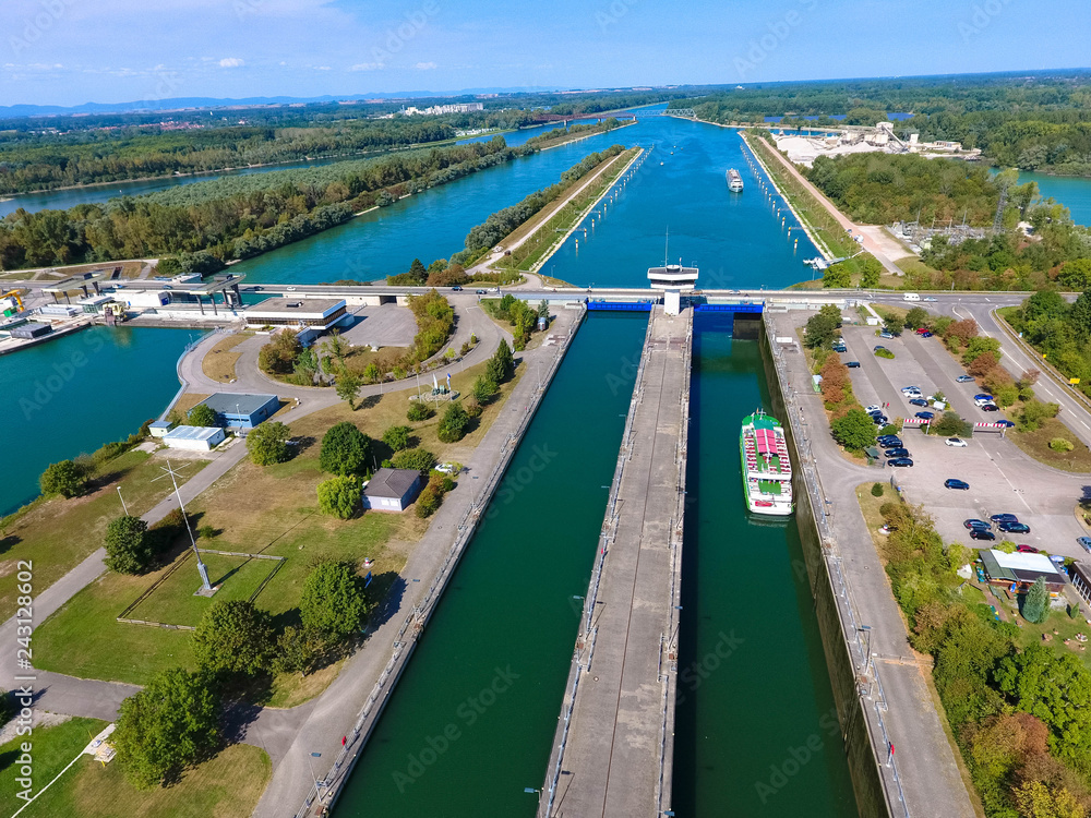 Luftbild Staustufe Iffezheim Stock Photo Adobe Stock