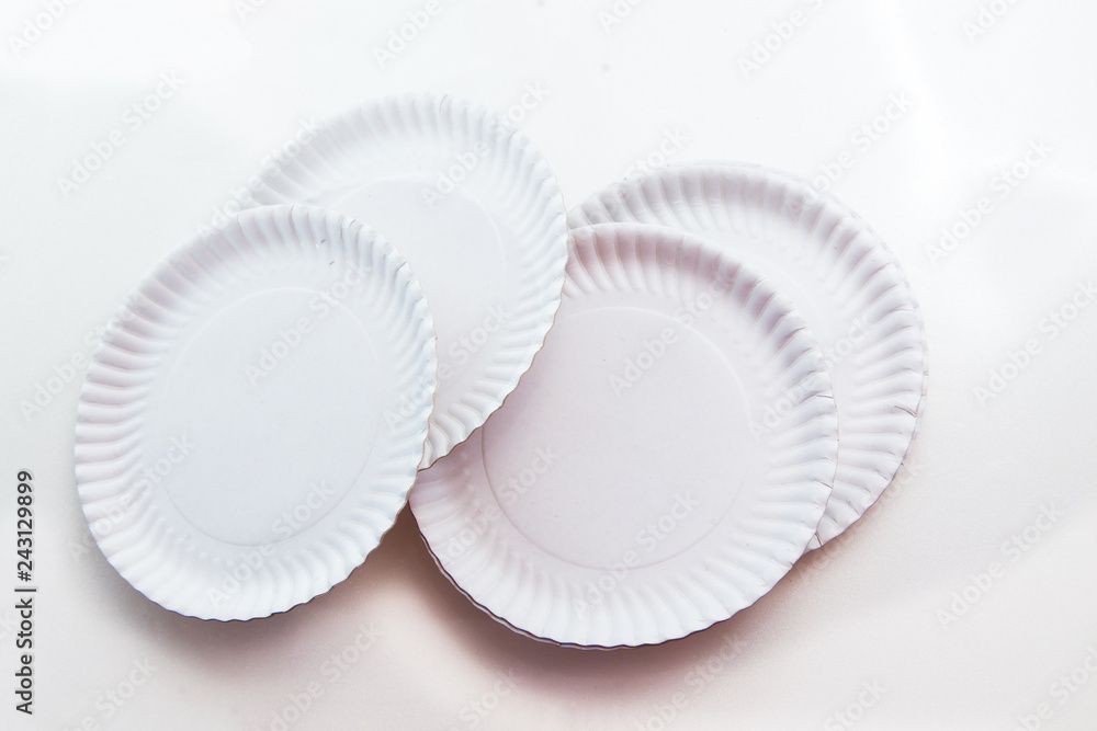Disposable white Paper Plate on white background Disposable white Paper Plate on white background