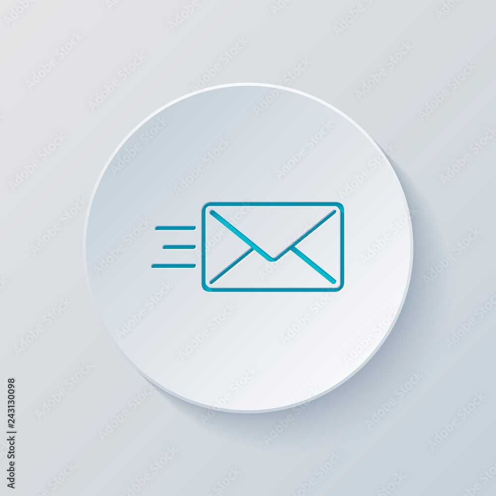 send mail icon. sms line. Cut circle with gray and blue layers. send mail icon. sms line. Cut circle with gray and blue layers.