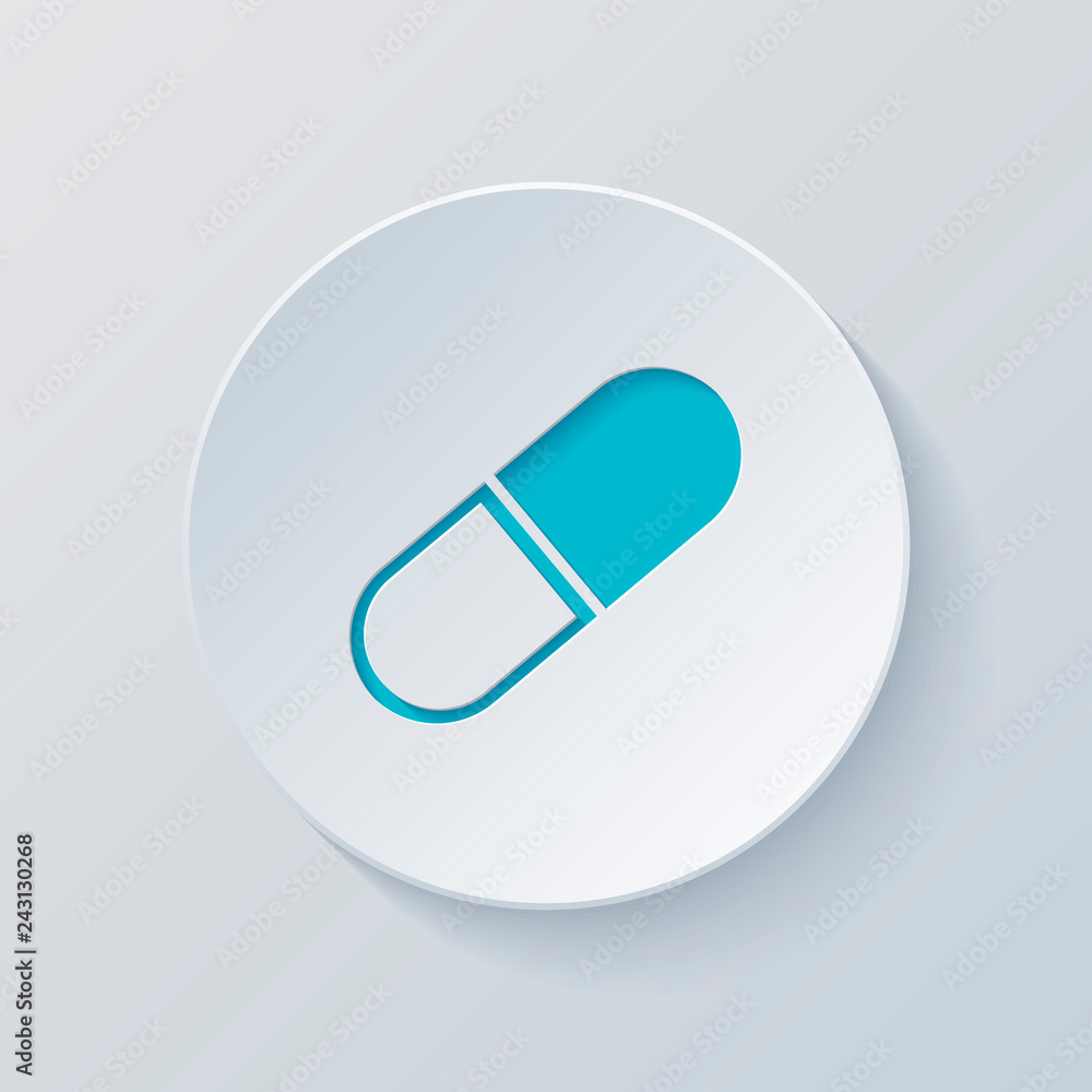 tablet icon. Cut circle with gray and blue layers. Paper style tablet icon. Cut circle with gray and blue layers. Paper style