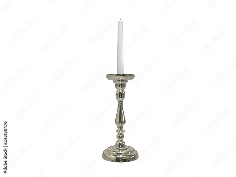 3d illustration of a candle stick in silver 3d illustration of a candle stick in silver