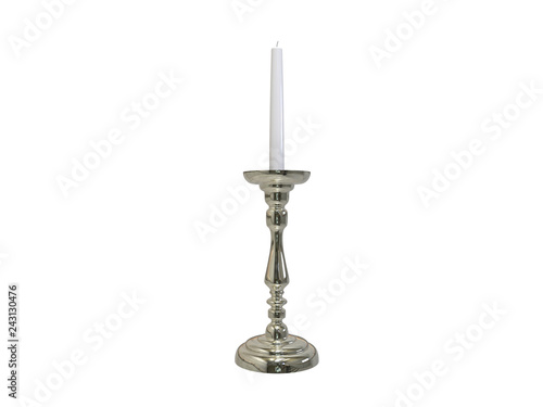 3d illustration of a candle stick in silver