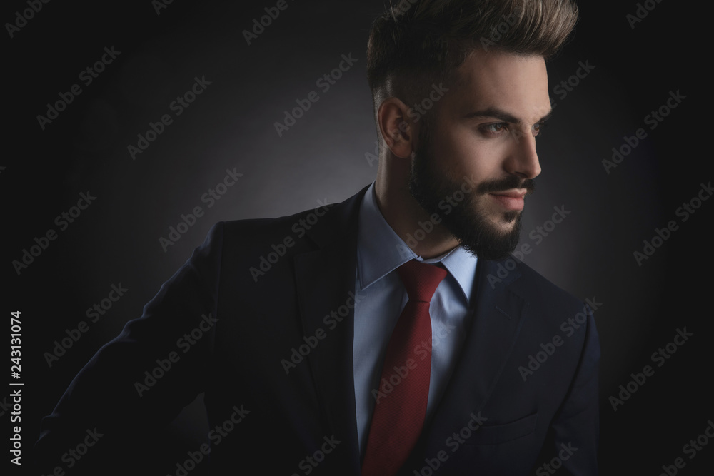 portrait of attractive businessman looking to side while standing portrait of attractive businessman looking to side while standing