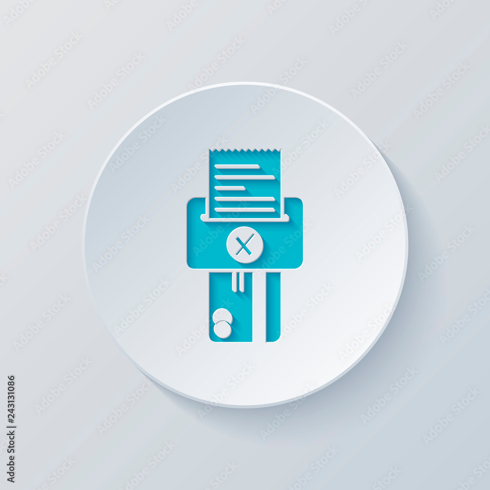 Credit card, POS terminal, failure icon. Cut circle with gray an Credit card, POS terminal, failure icon. Cut circle with gray an