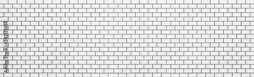 Panorama of white brick wall pattern and background