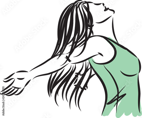 woman breathing freedon concept vector illustration