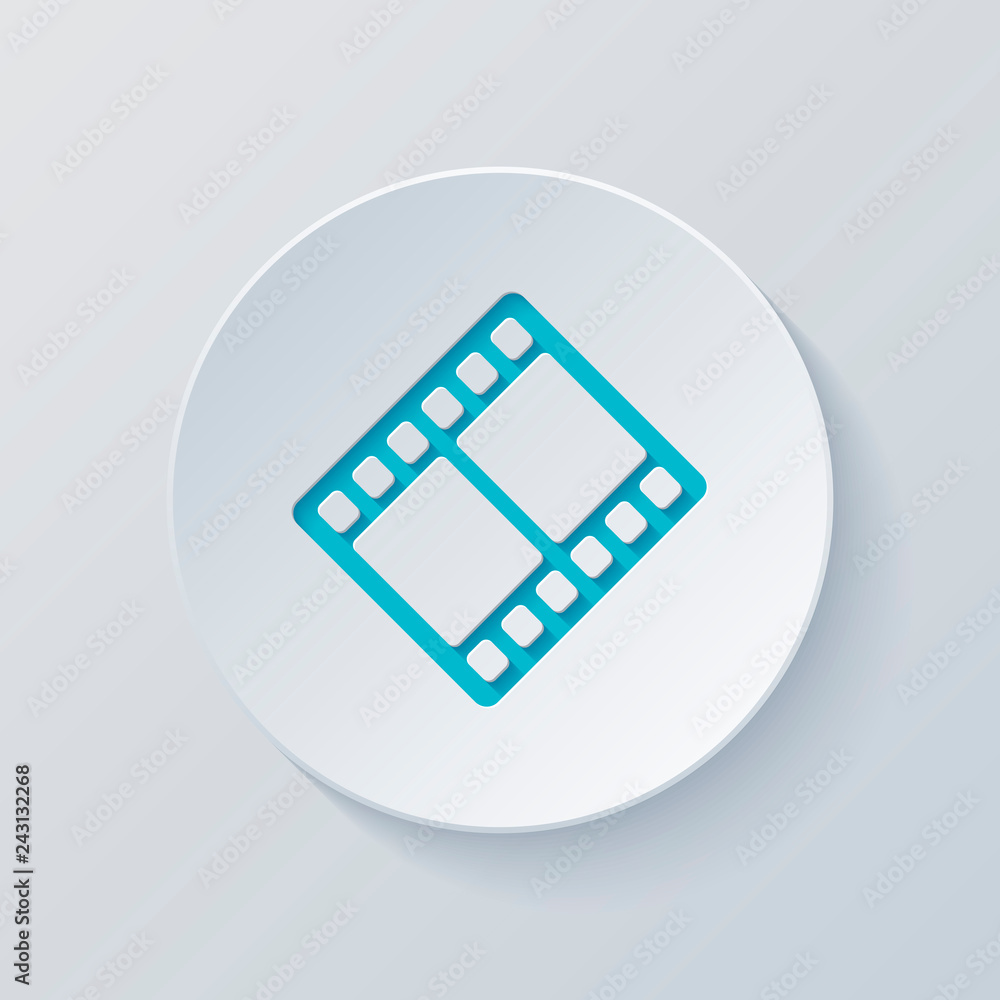 movie strip. simple silhouette. Cut circle with gray and blue la movie strip. simple silhouette. Cut circle with gray and blue la
