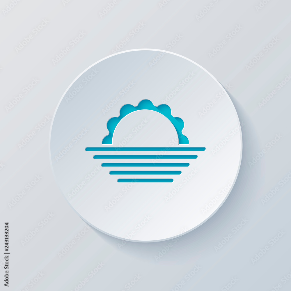 sunrise. simple weather icon. Cut circle with gray and blue laye sunrise. simple weather icon. Cut circle with gray and blue laye