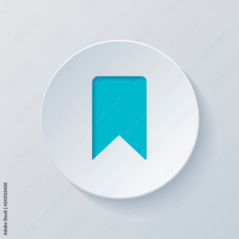 simple bookmark icon. Cut circle with gray and blue layers. Pape simple bookmark icon. Cut circle with gray and blue layers. Pape