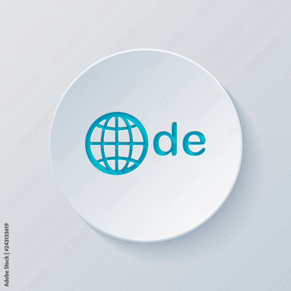 domain of Germany, globe and de. Cut circle with gray and blue l domain of Germany, globe and de. Cut circle with gray and blue l