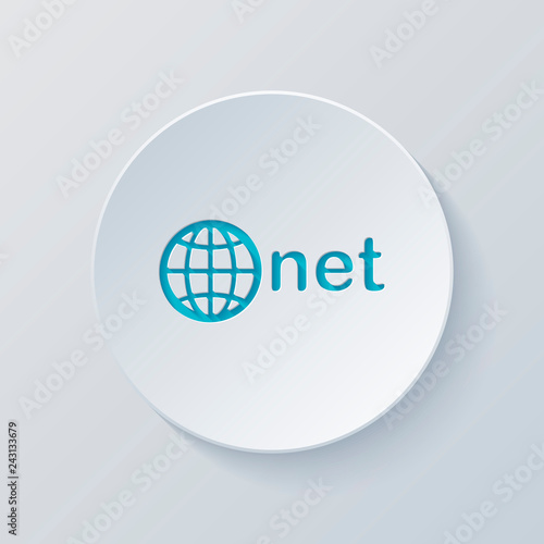 one of main domains, globe and net. Cut circle with gray and blu