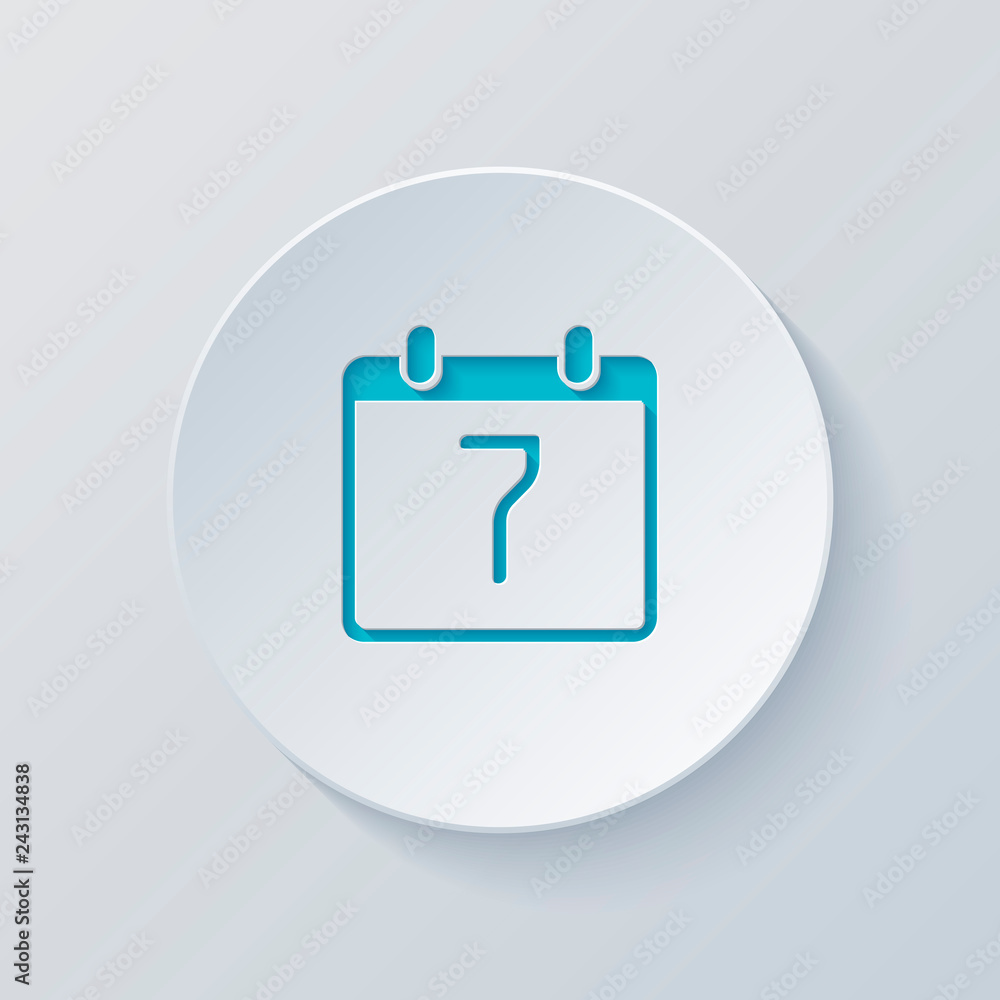 calendar with 7 day, simple icon. Cut circle with gray and blue calendar with 7 day, simple icon. Cut circle with gray and blue