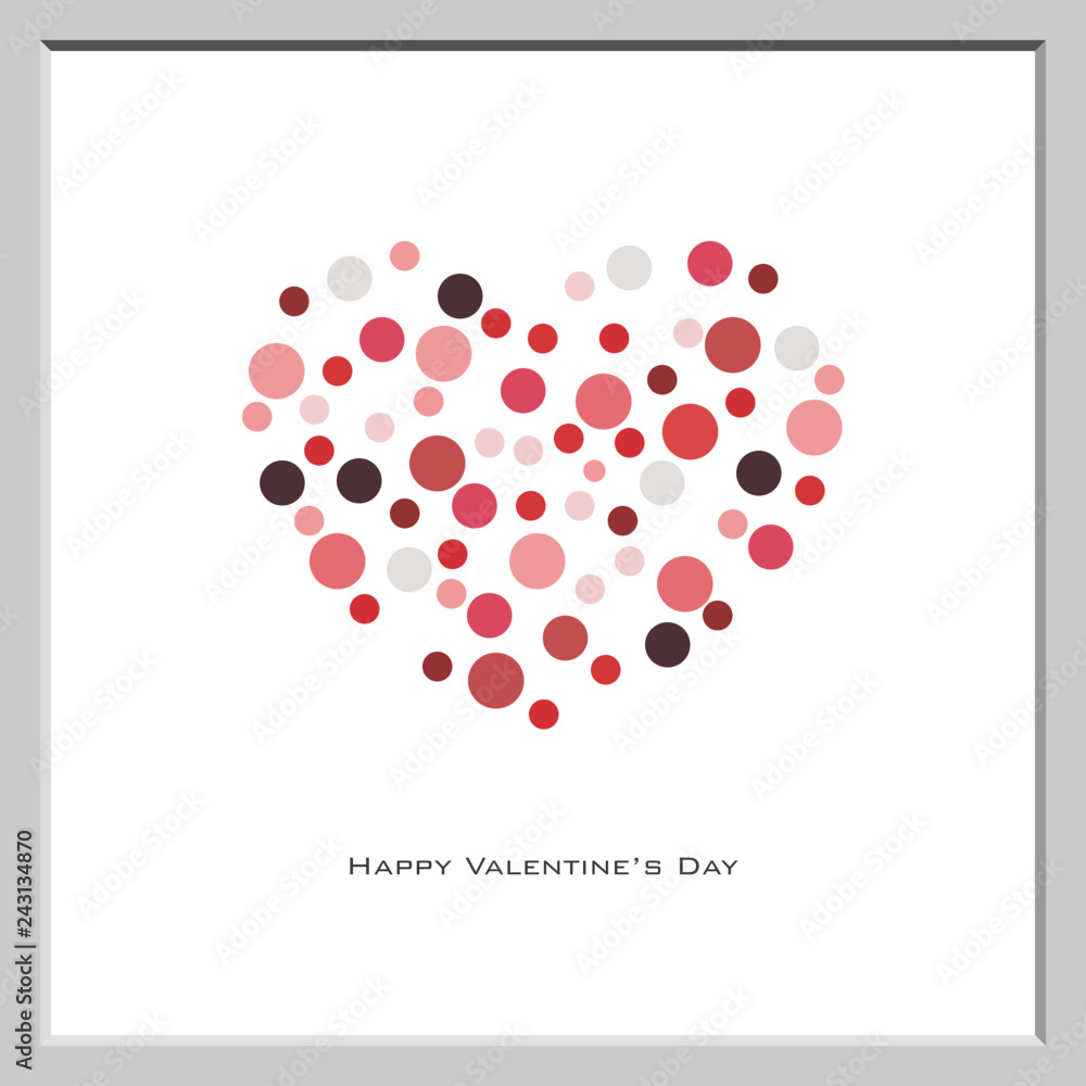 Valentine's day background with Random circle dot style in red-tone, vector, flyer, invitation, posters, brochure, banners.