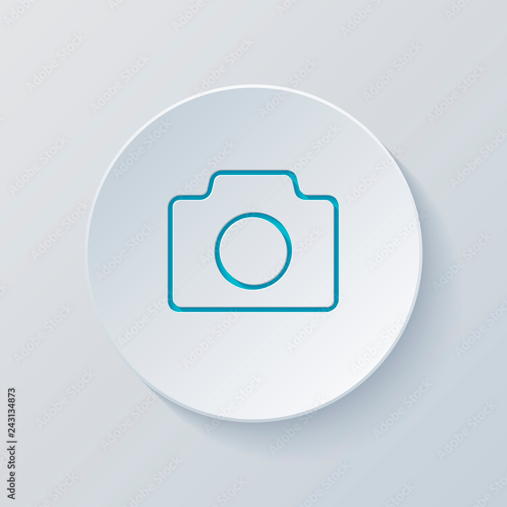 Photo camera, linear symbol with thin outline, simple icon. Cut Photo camera, linear symbol with thin outline, simple icon. Cut