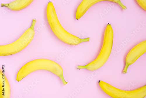 Fresh bananas pattern, top view