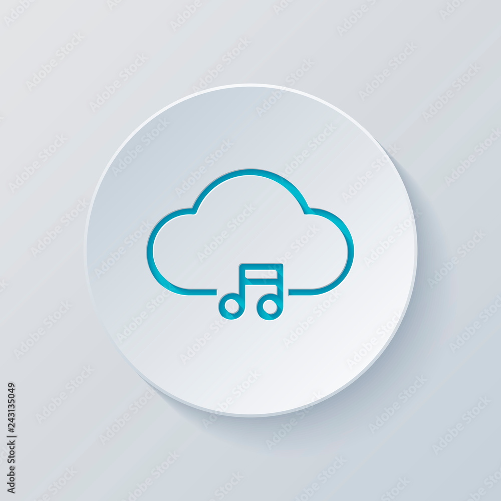 Cloud music library, striming. Simple linear icon with thin outl Cloud music library, striming. Simple linear icon with thin outl