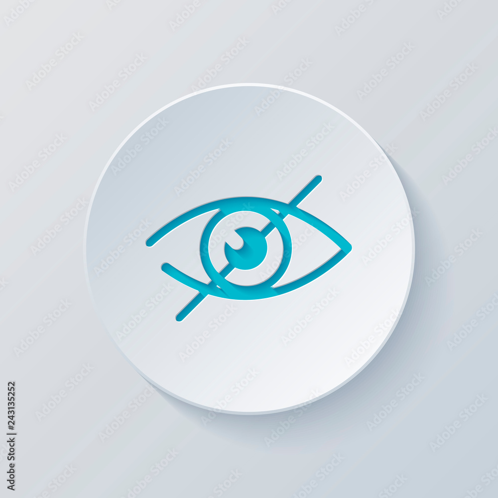dont look, crossed out eye. simple icon. Cut circle with gray an dont look, crossed out eye. simple icon. Cut circle with gray an