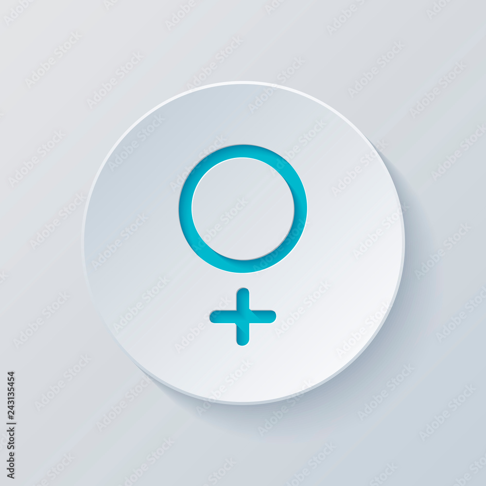 gender symbol. linear symbol. simple women icon. Cut circle with gender symbol. linear symbol. simple women icon. Cut circle with