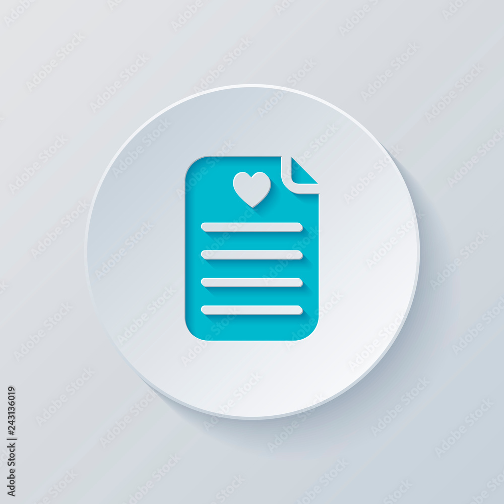 Medical history or report. Favourite text. Paper and heart. Cut Medical history or report. Favourite text. Paper and heart. Cut