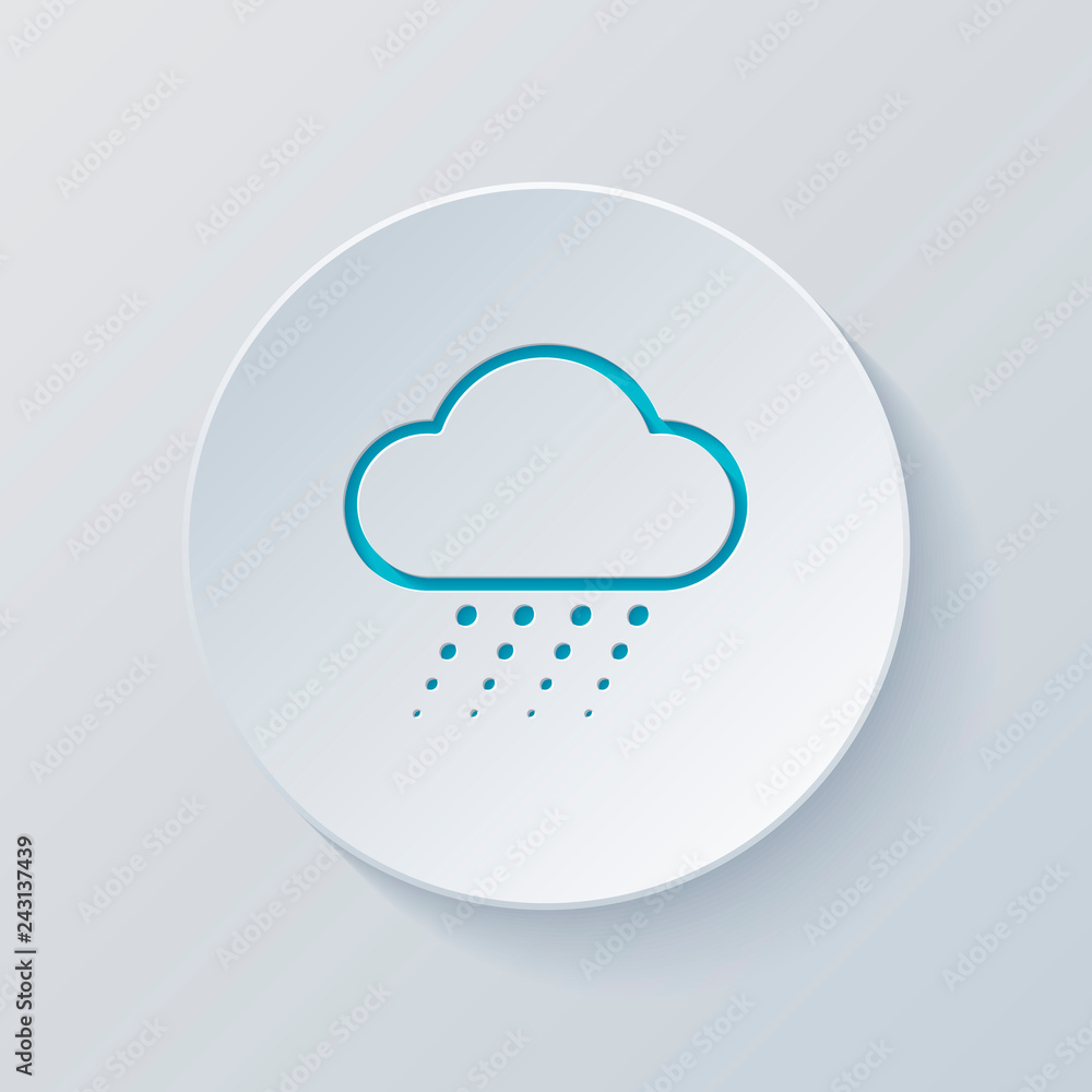Snow and cloud. Linear, thin outline. Cut circle with gray and b Snow and cloud. Linear, thin outline. Cut circle with gray and b