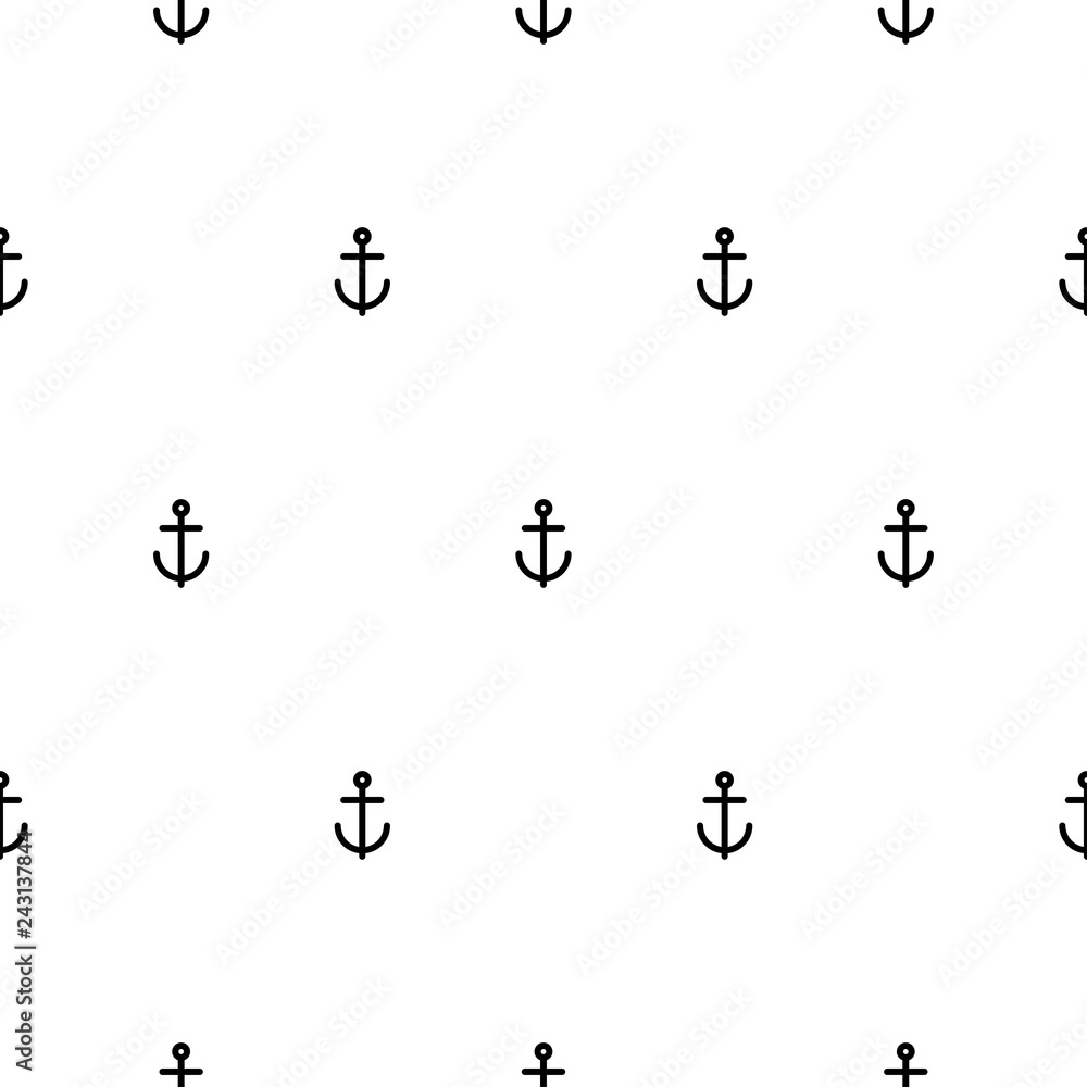Naklejka premium Nautical seamless pattern with black anchors on white. Ship and boat style ornament.