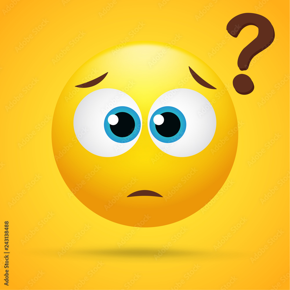 Cartoon emoticons that make a suspicious face On a bright yellow background. Cartoon emoticons that make a suspicious face On a bright yellow background.