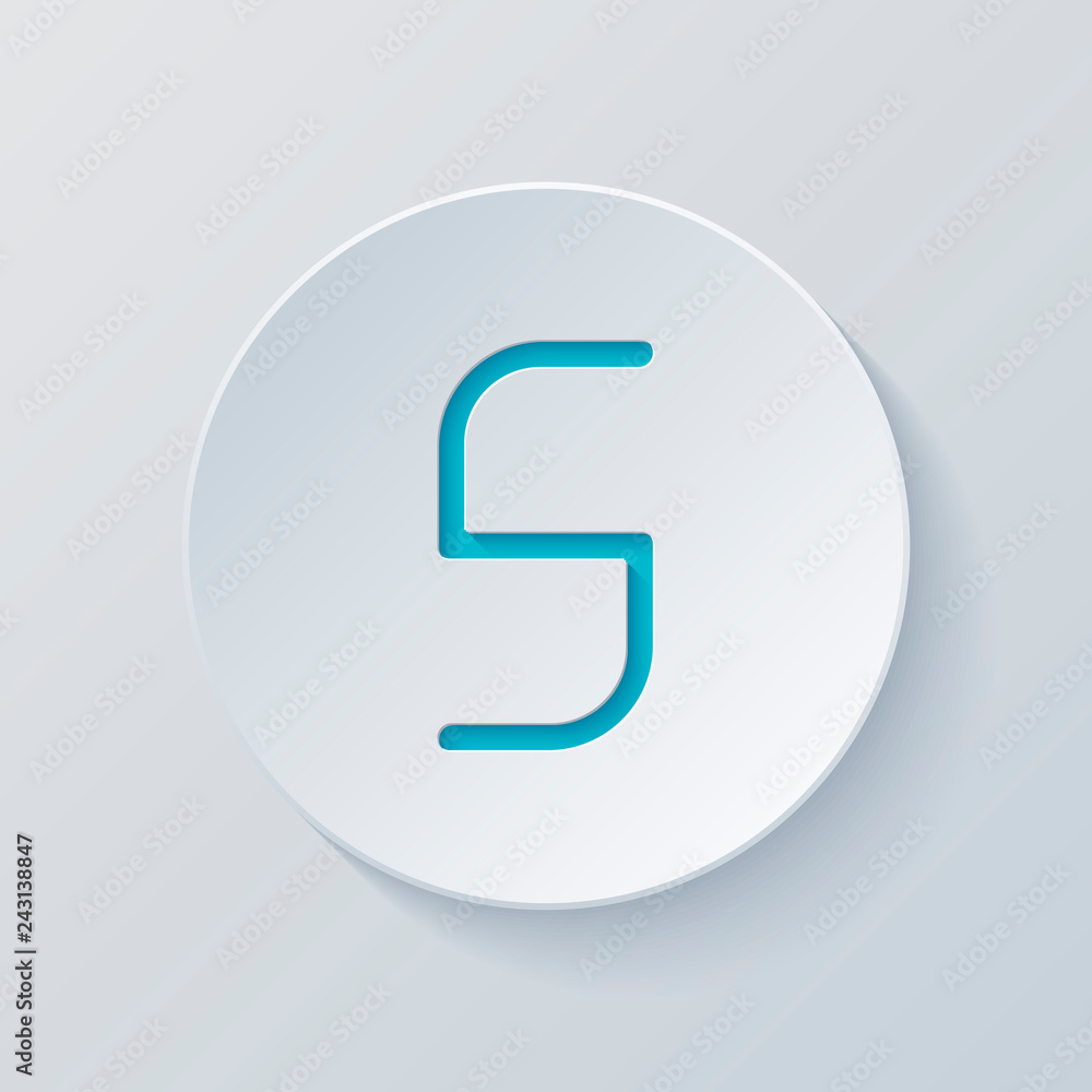 Number 5, numeral, fifth. Cut circle with gray and blue layers. Number 5, numeral, fifth. Cut circle with gray and blue layers.