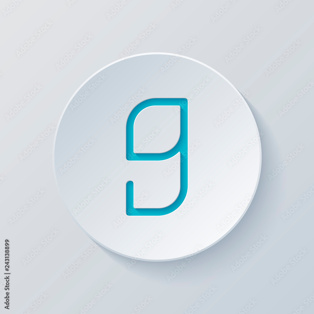 Number 9, numeral, ninth. Cut circle with gray and blue layers. Number 9, numeral, ninth. Cut circle with gray and blue layers.