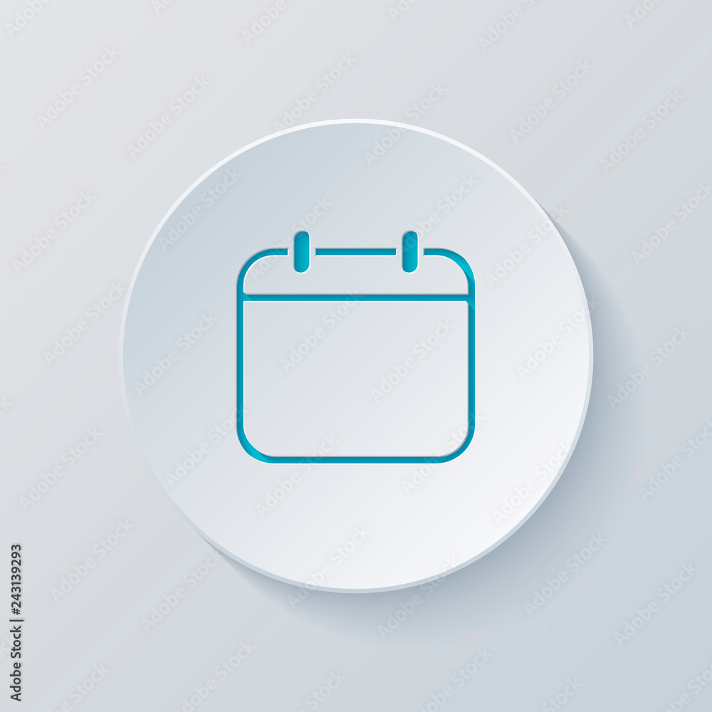 Simple calendar, Linear, thin outline. Cut circle with gray and Simple calendar, Linear, thin outline. Cut circle with gray and