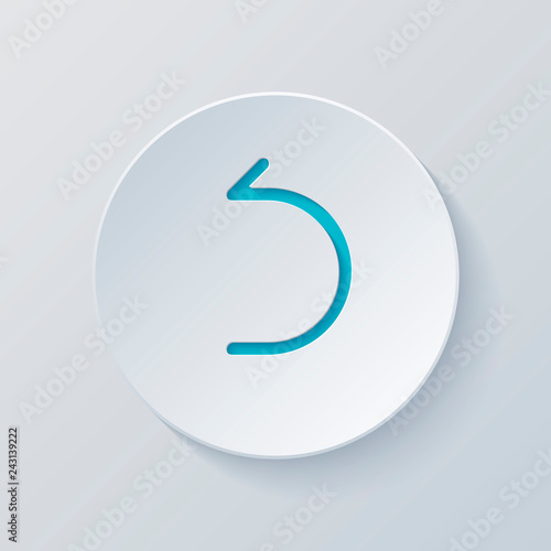 Simple arrow, backward. Linear, thin outline. Cut circle with gr