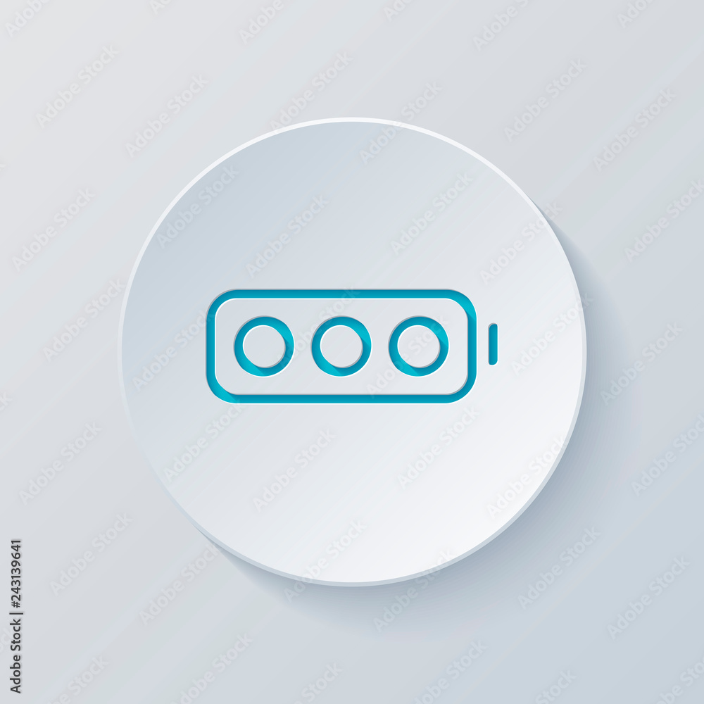 Simple empty battery, none level. Cut circle with gray and blue Simple empty battery, none level. Cut circle with gray and blue