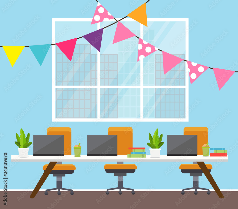 Party Office interiors vector illustration 