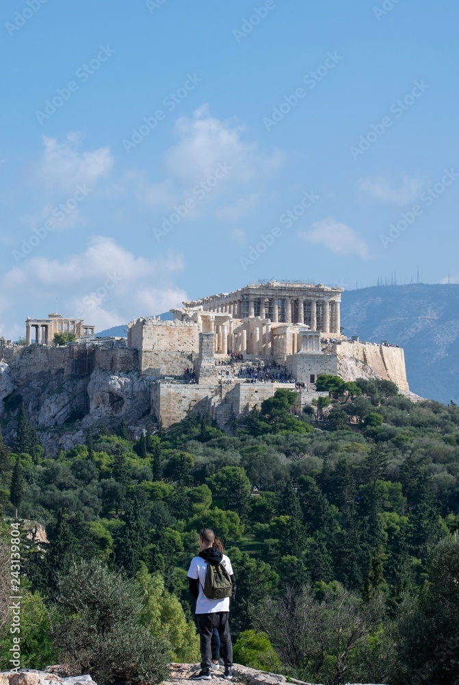 .Image shows the Acropolis photographed from the Pnyka hill.