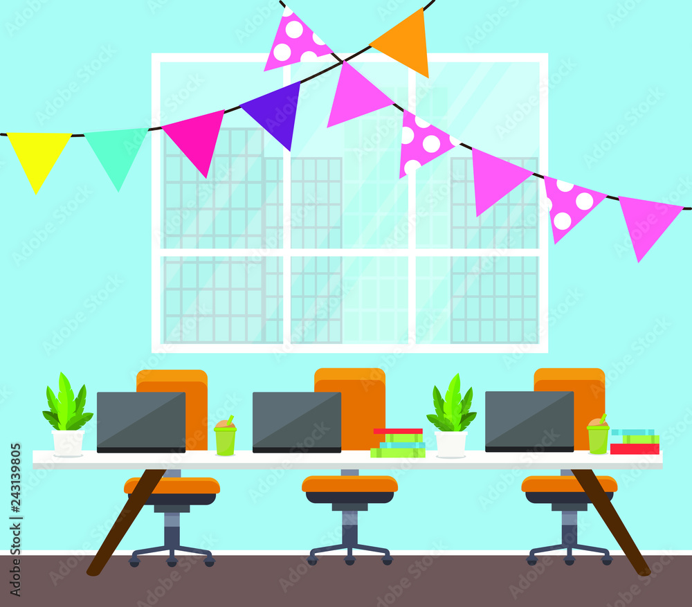 Fototapeta premium Party Office interiors vector illustration 