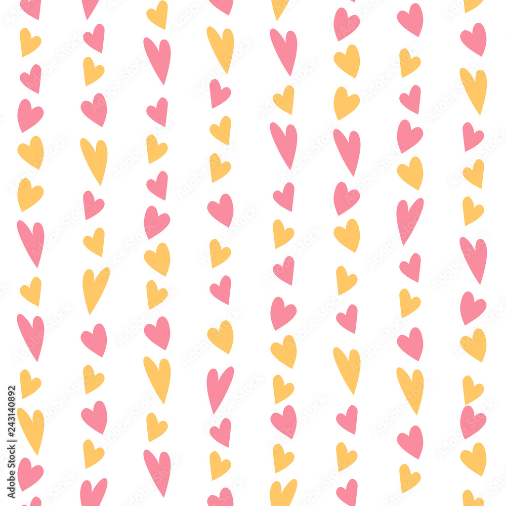 Abstract heart seamless pattern background. Pretty hearts isolated on white for card, invitation, album, sketch book, scrapbook, holiday wrapping paper, textile fabric, garment etc