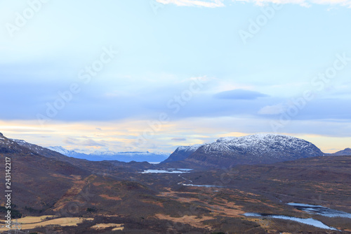 lakes at Gratangen, Norway, sunrise, winter photo