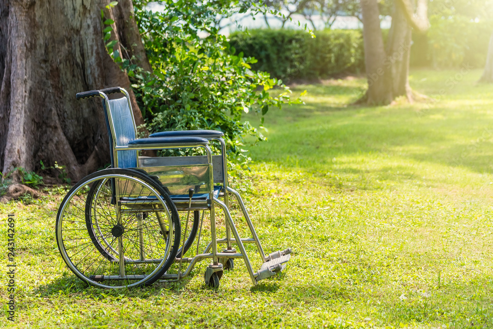 Empty wheelchair in the garden.thailand.