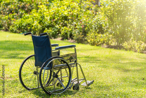 Empty wheelchair in the garden.thailand.