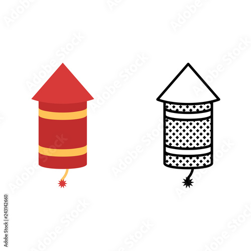 Rocket icon set, pyrotechnics symbol, vector illustration