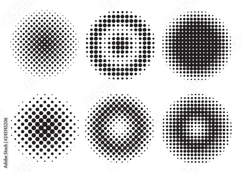 Halftone round design elements