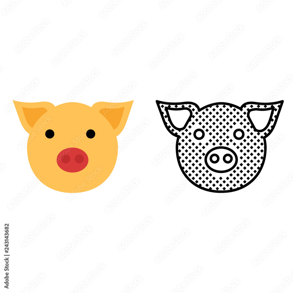 Pig icon set, pet symbol, vector illustration Pig icon set, pet symbol, vector illustration