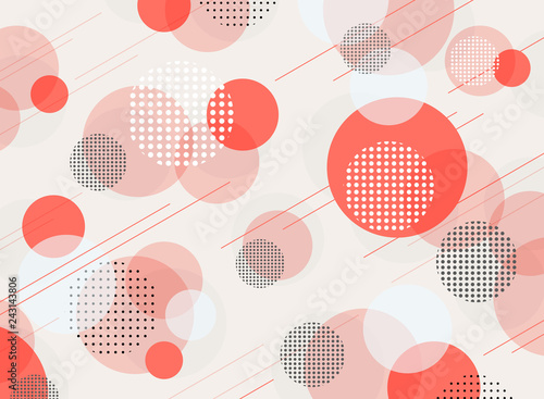 Abstract living coral color geometric pattern background.