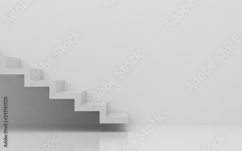 View of white stairs on white background Concept of the way to success. 3D rendering