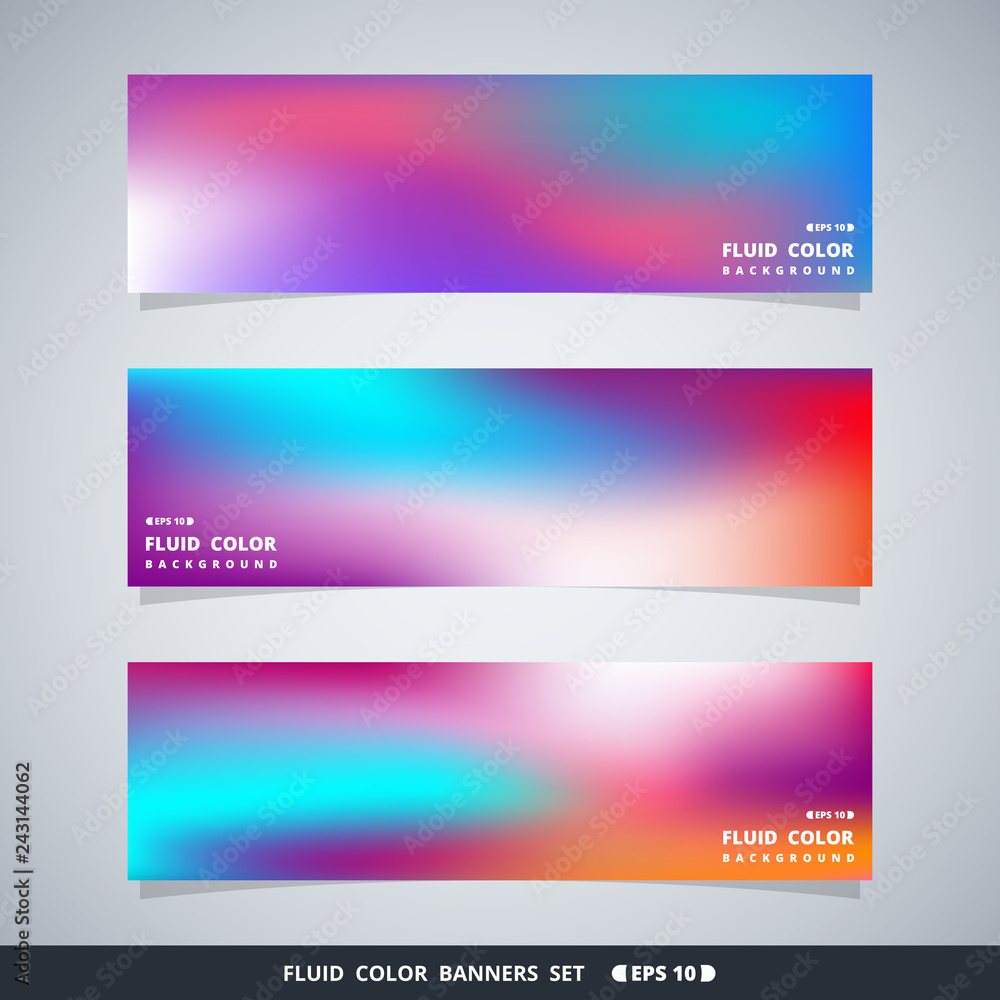 Abstract colorful fluid mesh banners set.
